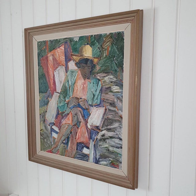 Mid-Century Modern Edward Nordin, Expressionst Woman Portrait, 1948, Oil on Canvas For Sale - Image 3 of 18
