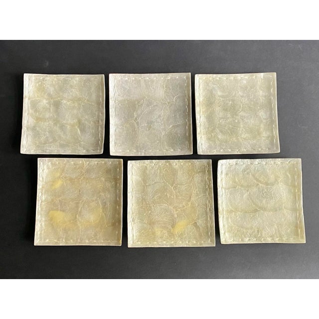 Vintage Glazed Capiz Shell Appetizer Plates - Set of 6 For Sale - Image 11 of 13