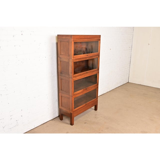 Stow & Davis Stow Davis Antique Arts & Crafts Mahogany Four-Stack Barrister Bookcase, Circa 1920s For Sale - Image 4 of 13