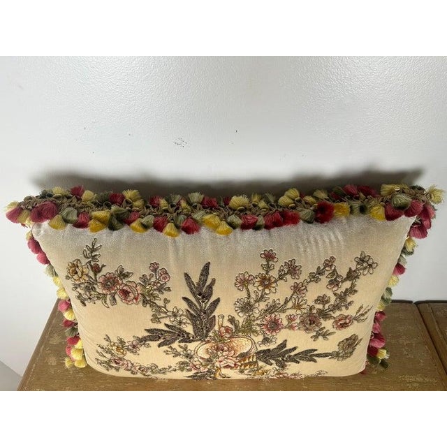 Silk Velvet Appliqued Pillow by Melissa Levinson For Sale In Los Angeles - Image 6 of 8