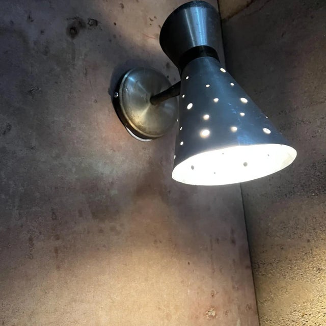 Stilnovo 1950s Vintage Diablo Wall Sconce Perforated Aluminum For Sale - Image 4 of 7