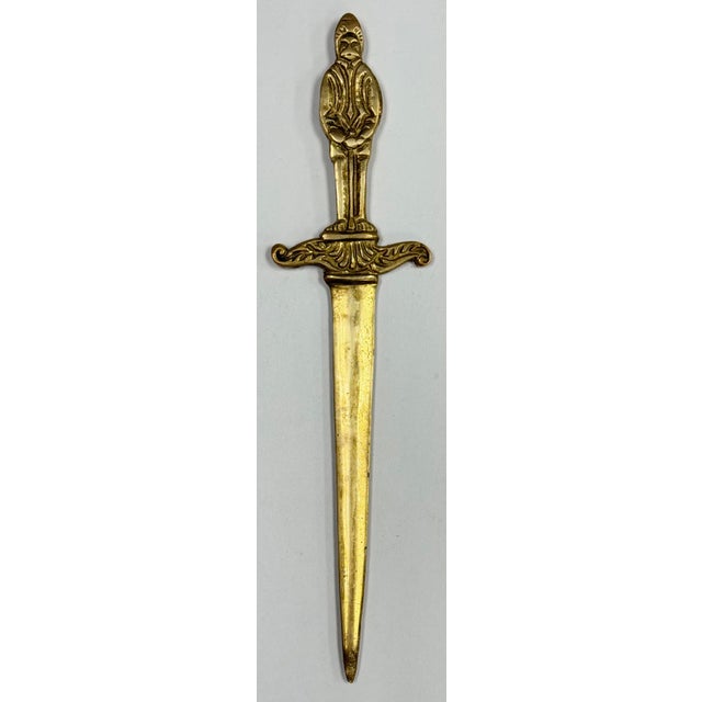Victorian Vintage Brass Knight and Sword Motif Letter Opener For Sale - Image 3 of 6