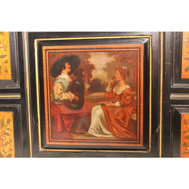 Black Aesthetic Movement Black Lacquer and Painted Cabinet For Sale - Image 8 of 15