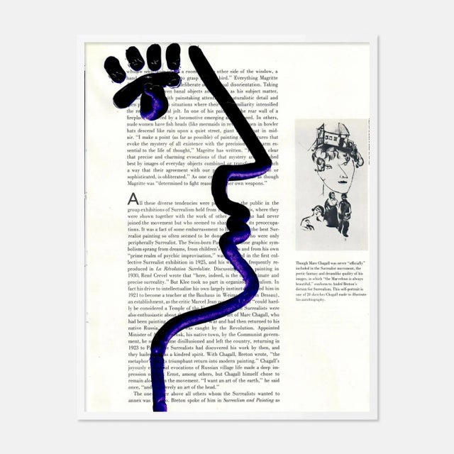 Virginia Chamlee Purple Face 1 by Virginia Chamlee in White Frame, Medium Art Print For Sale - Image 4 of 4