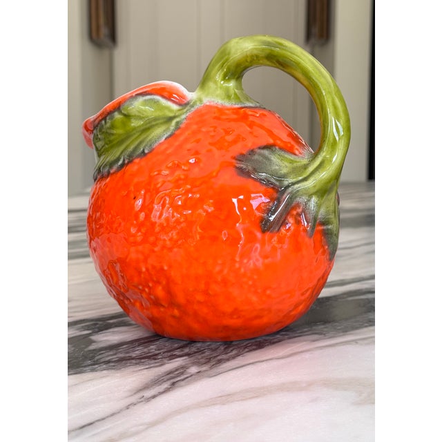 Vintage Majolica Style Citrus Motif Pitcher For Sale - Image 10 of 14