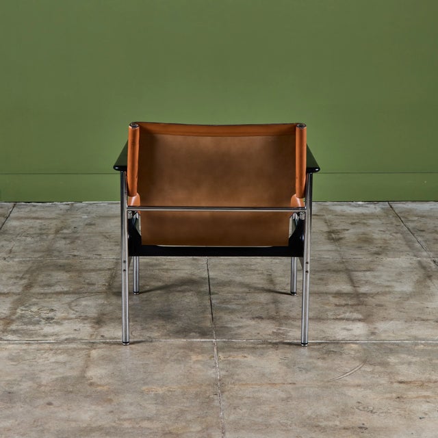 Charles Pollock Tan Leather Sling Chair for Knoll For Sale In Los Angeles - Image 6 of 18