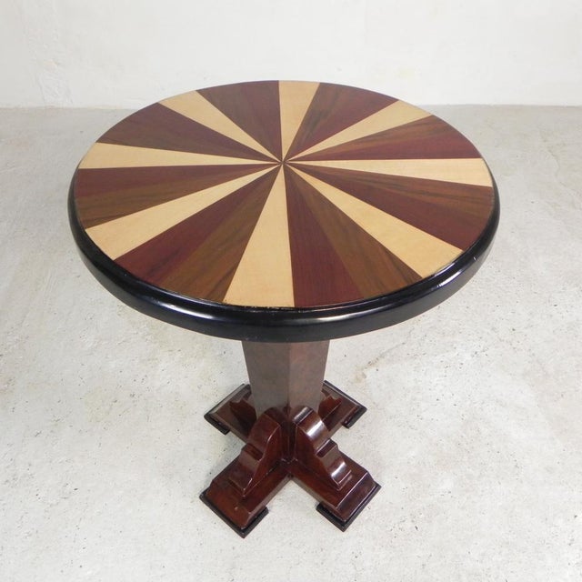Wood Art Deco Table with Inlaid Wood, 1990s For Sale - Image 7 of 18