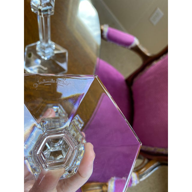 Val Saint-Lambert Vintage Val Saint Lambert Lead Crystal Candlesticks For Sale - Image 4 of 6