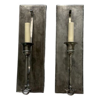Pair of John Rosselli Savannah Sconces in Sheffield Nickel For Sale