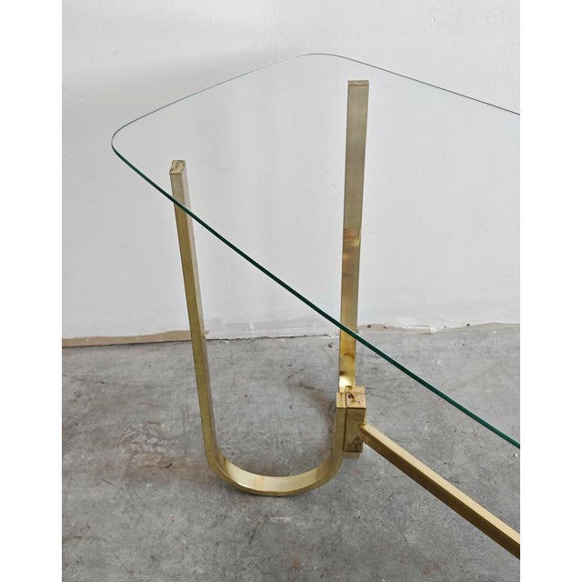 Mid-Century Modern Console Table in Galvanized Aluminum with Glass Top, 1970s For Sale - Image 12 of 13