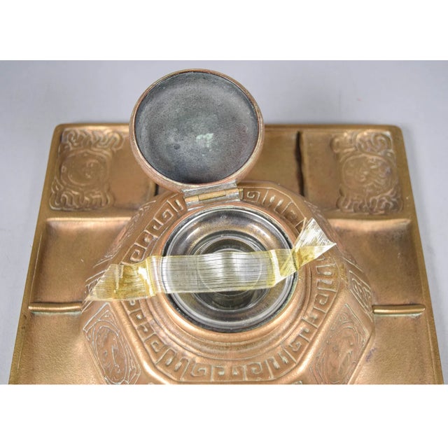 Tiffany Studios Tiffany Studios New York Zodiac Bronze Inkwell With Pen Tray and Rocker Blotter For Sale - Image 4 of 18