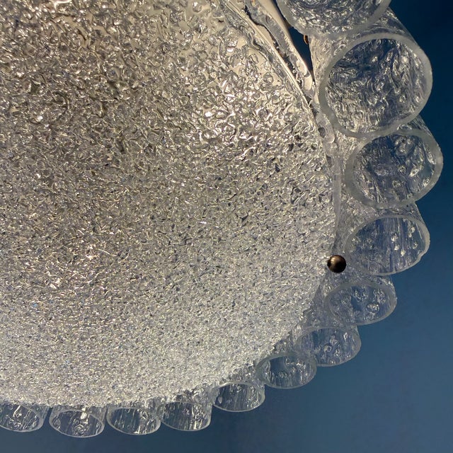 Vintage German Ice Glass Ceiling Lamp from Doria Leuchten, Germany, 1970s For Sale - Image 9 of 18