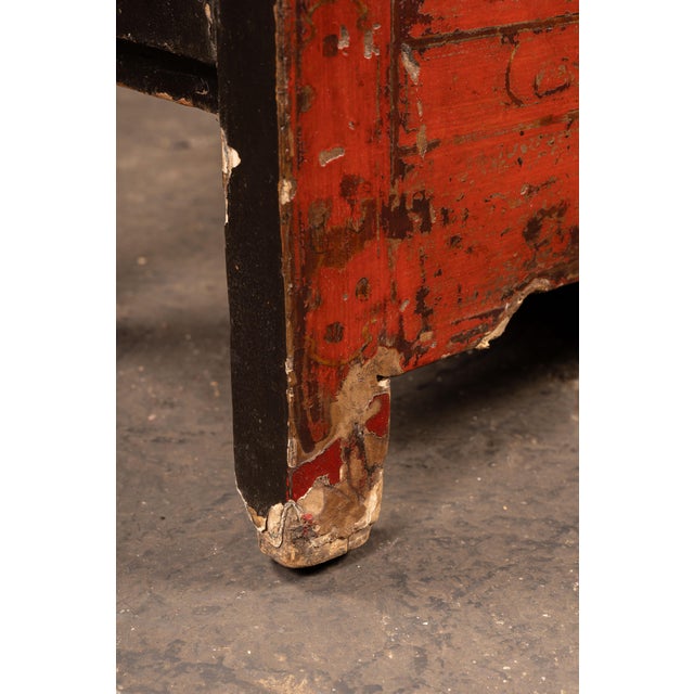 Antique Chinese Red Lacquer Cabinet With Hidden Compartment For Sale - Image 10 of 14