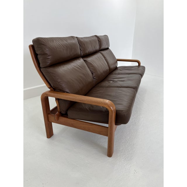 Mid-Century Modern Mid-Century Leather 3-Seater Sofa by .L. Olsen & Søn, Denmark, 1960 For Sale - Image 3 of 14