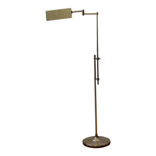 1970s Koch and Lowy Style Brass Adjustable Height Pharmacy Floor Lamp For Sale