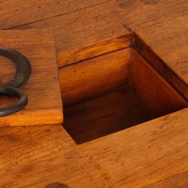 Wood Round Coffee Table in Oak and Wrought Iron, 1950 For Sale - Image 7 of 10