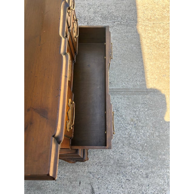 Vintage Spanish Revival Bachelor Chest | Chest of Drawers | Burl Wood Style Dresser For Sale - Image 11 of 12