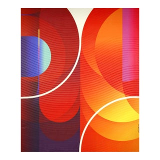 Contemporary Abstract Matte Gel Applied on Fine Art Digital Printed Canvas "Ponceau Safran Nuit # T Cuit" by Jerome Tham Vo My For Sale