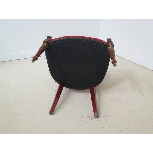 French Louis XVI Style Mahogany & Gold Arm Chairs - a Pair For Sale - Image 12 of 13