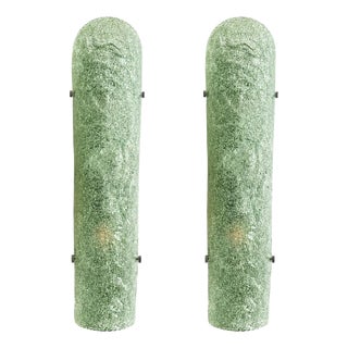 Hammered Green Graniglia Murano Glass Wall Sconces by Simoeng from Simoeng, Set of 2 For Sale