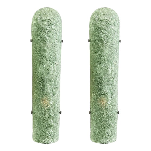 Hammered Green Graniglia Murano Glass Wall Sconces by Simoeng from Simoeng, Set of 2 For Sale