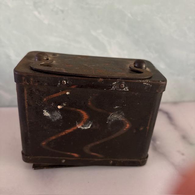 Fun vintage metal coin bank. Given as premium to customers of the Turbotville (Pennsylvania) National Bank. One side has a...
