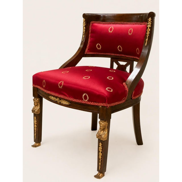 Traditional Empire French Armchair in Walnut For Sale - Image 3 of 12