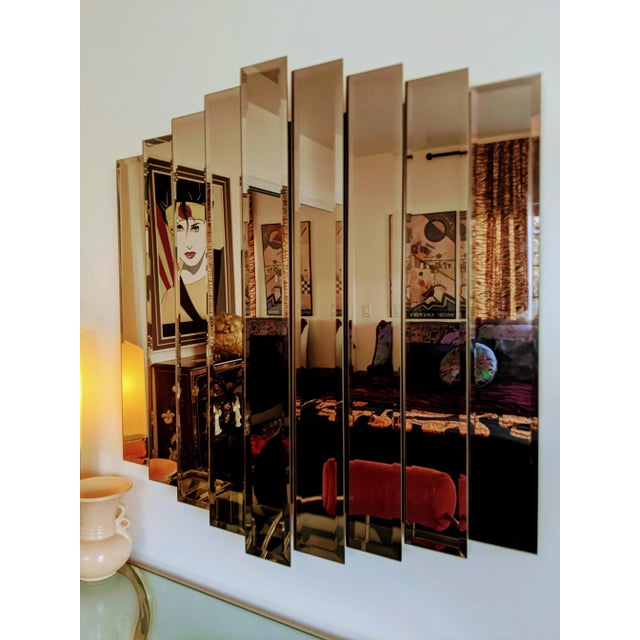 Mid-Century Modern Mid Century Amber Smoked Waterfall Mirror For Sale - Image 3 of 6