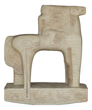 Italian Artist, Brutalist Sculpture of Horse & Rider, 1970s, Stone