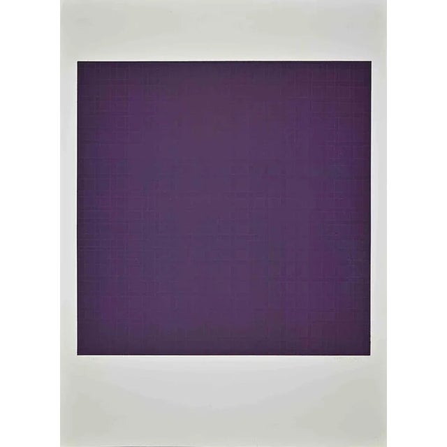 Oscar Piattella, Violet Composition, Original Etching, 1975 For Sale - Image 3 of 3