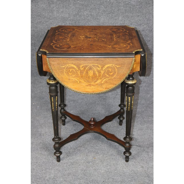 19th C Edwardian Flip Top Napkin Ebonized CardTable For Sale - Image 9 of 12