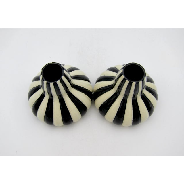 Bauhaus Era Velten Vordamm Art Deco Vase Pair in Black and White For Sale - Image 10 of 12