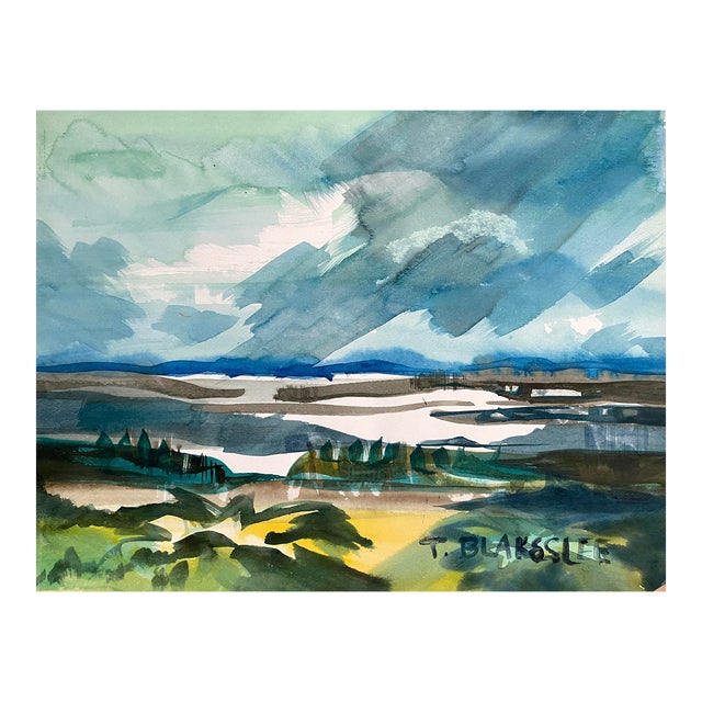 1960s Tina Blakeslee Stormy Sky Landscape Painting For Sale