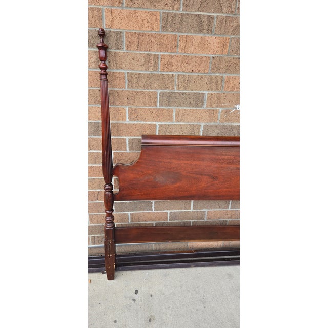 English Vintage Solid Mahogany Twin Poster Bed With Headboard & Footboard – Colonial Style For Sale - Image 3 of 12