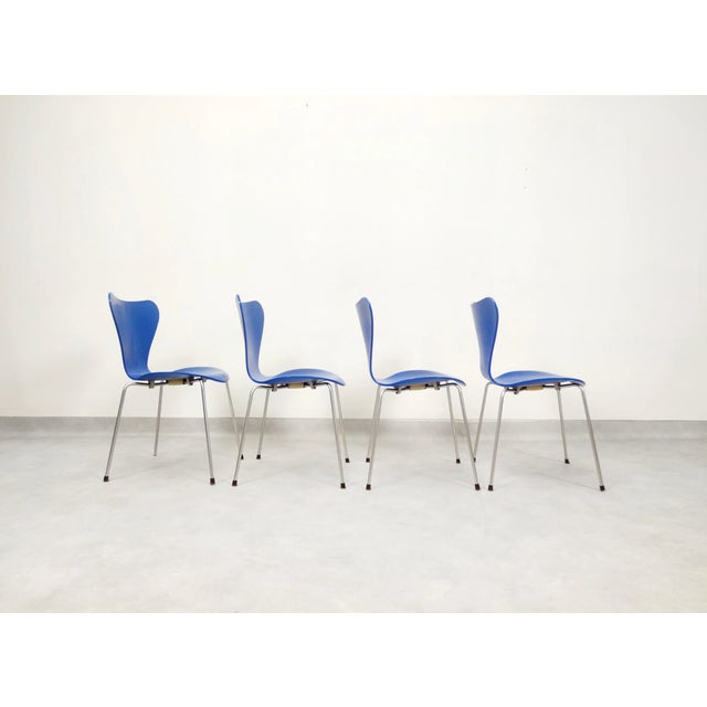 Blue Butterfly Chairs by Arne Jacobsen for Fritz Hansen, 2001, Set of 4 For Sale - Image 6 of 18