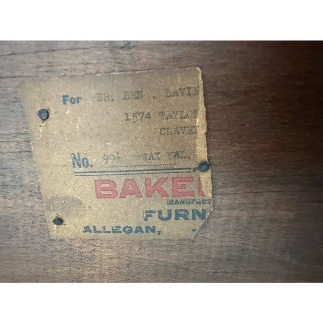 Wood Rare Antique 1920s Signed Baker Furniture Company Walnut Spanish Revival 72" Buffet Sideboard Made in Allegan, Michigan For Sale - Image 7 of 10