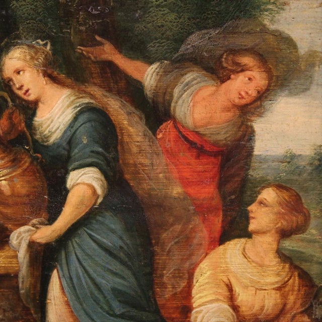 Flemish Artist, Rebecca at the Well, 1670, Oil on Panel, Framed For Sale - Image 7 of 16
