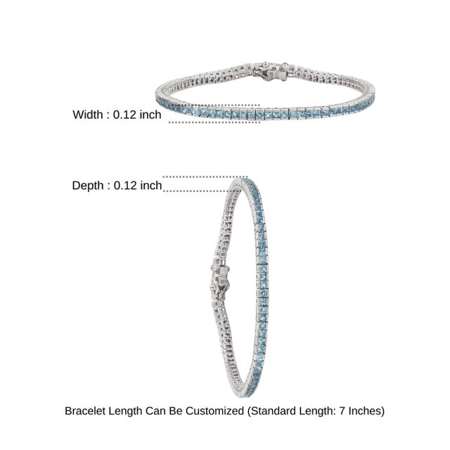 Céleste 5.16 Ct Blue Topaz Linear Tennis Bracelet in 925 Sterling Silver - Anniversary Gift For Sale - Image 9 of 12