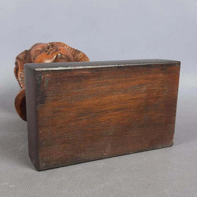 Vintage Italian Wood Sculpture Bust of Girl, 1960s For Sale - Image 11 of 15