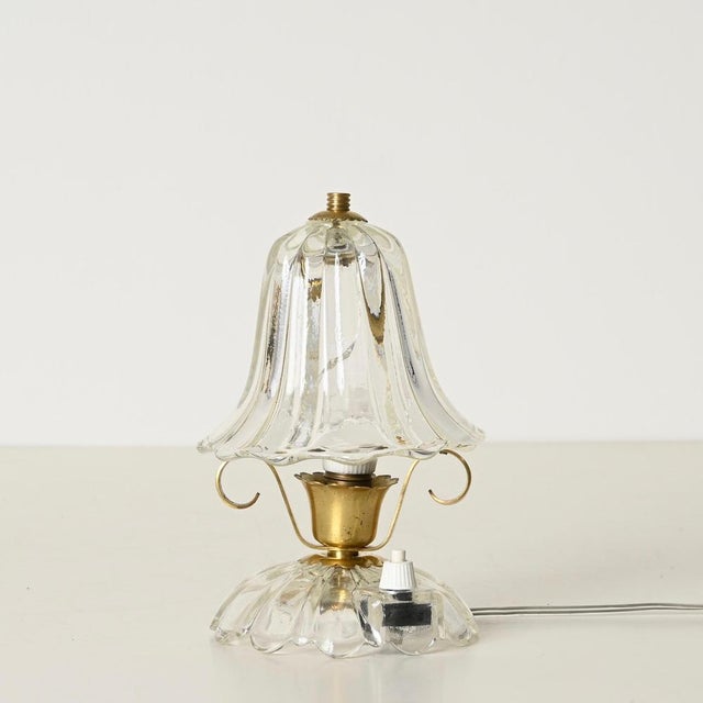 Gold Bell-Flower Murano Glass and Brass Table Lamps from Barovier, Italy, 1940s, Set of 2 For Sale - Image 8 of 16
