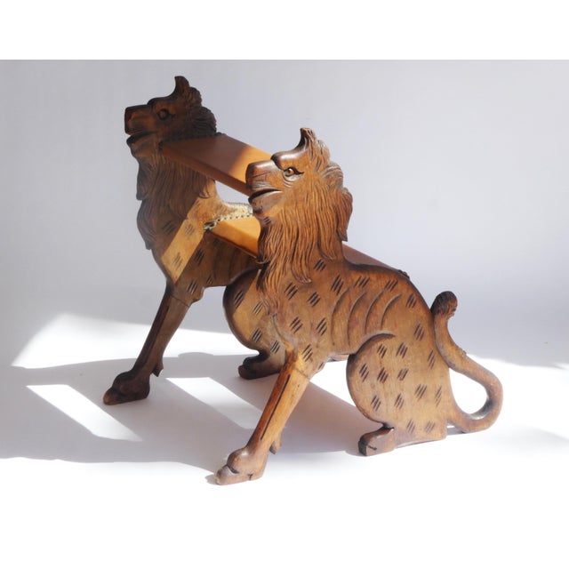 19th Century Victorian Oak Gothic Library Steps with Lion Figures For Sale - Image 11 of 11