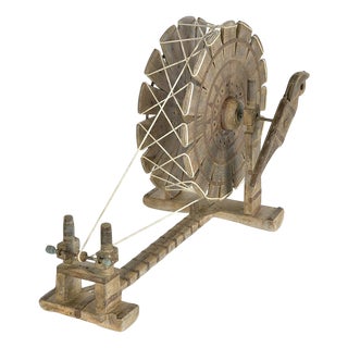 Indian Spinning Loom in Carved Wood For Sale
