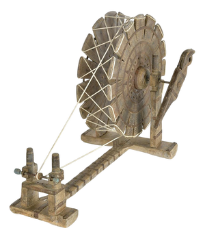 Indian Spinning Loom in Carved Wood