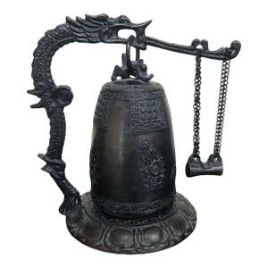 Vintage Japanese Cast Iron Dragon Temple Bell