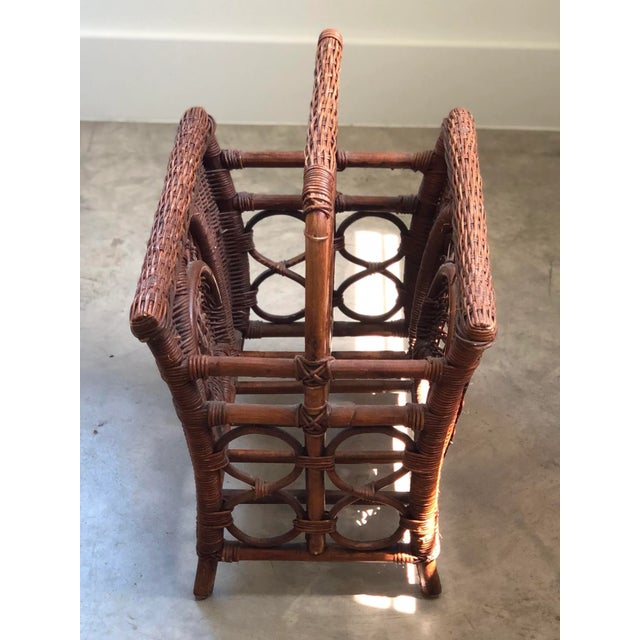 Auburn 1970s Coastal Bamboo & Wicker Magazine Rack For Sale - Image 8 of 12