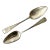 Pair of Early 19th Century Coin/900 Silver Spoons - Monogram "R" - Large Tablespoons or Small Serving Spoons For Sale
