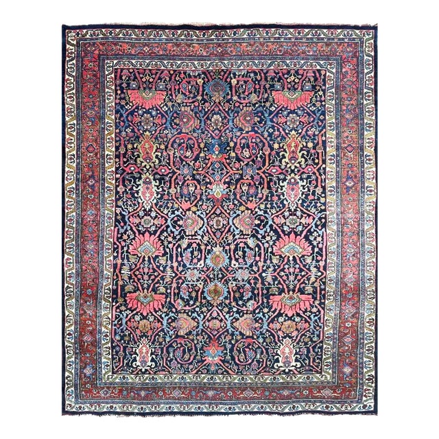 Antique Persian Bijar Carpet, 9'4" × 12'9" For Sale