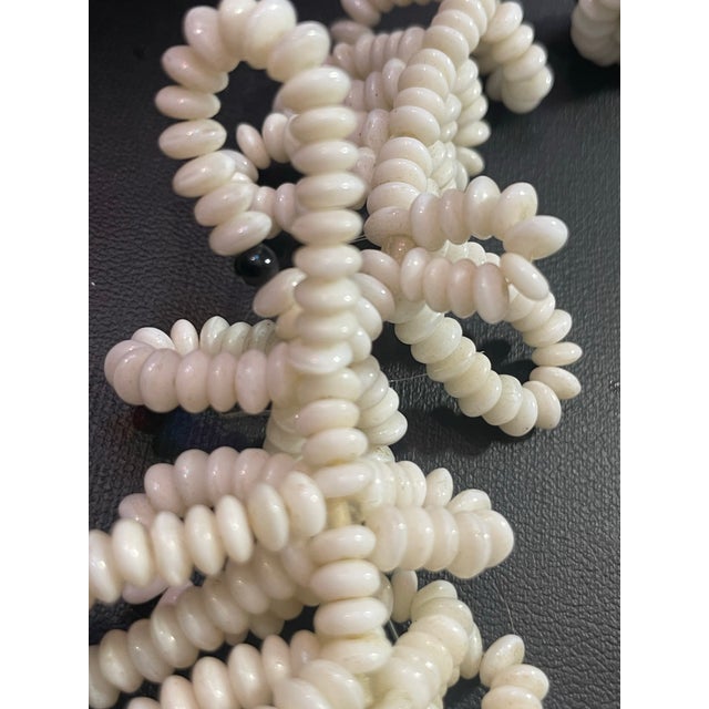 1950s Anna Lang Necklace, Signed Langanni Milk Glass Multi Layer Bib Statement Necklace (With Hidden Pearl). For Sale - Image 4 of 5