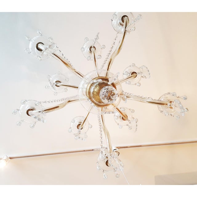 Gold 1950s A Italian Crystal Vintage Chandelier For Sale - Image 8 of 9