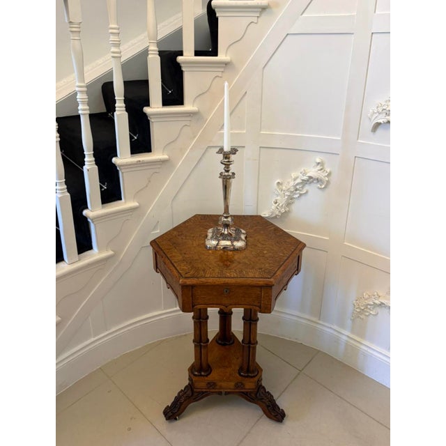 Hollywood Regency Antique Regency Pollard Oak Lamp Table with Lift Top and Carved Base, 1830s For Sale - Image 3 of 15